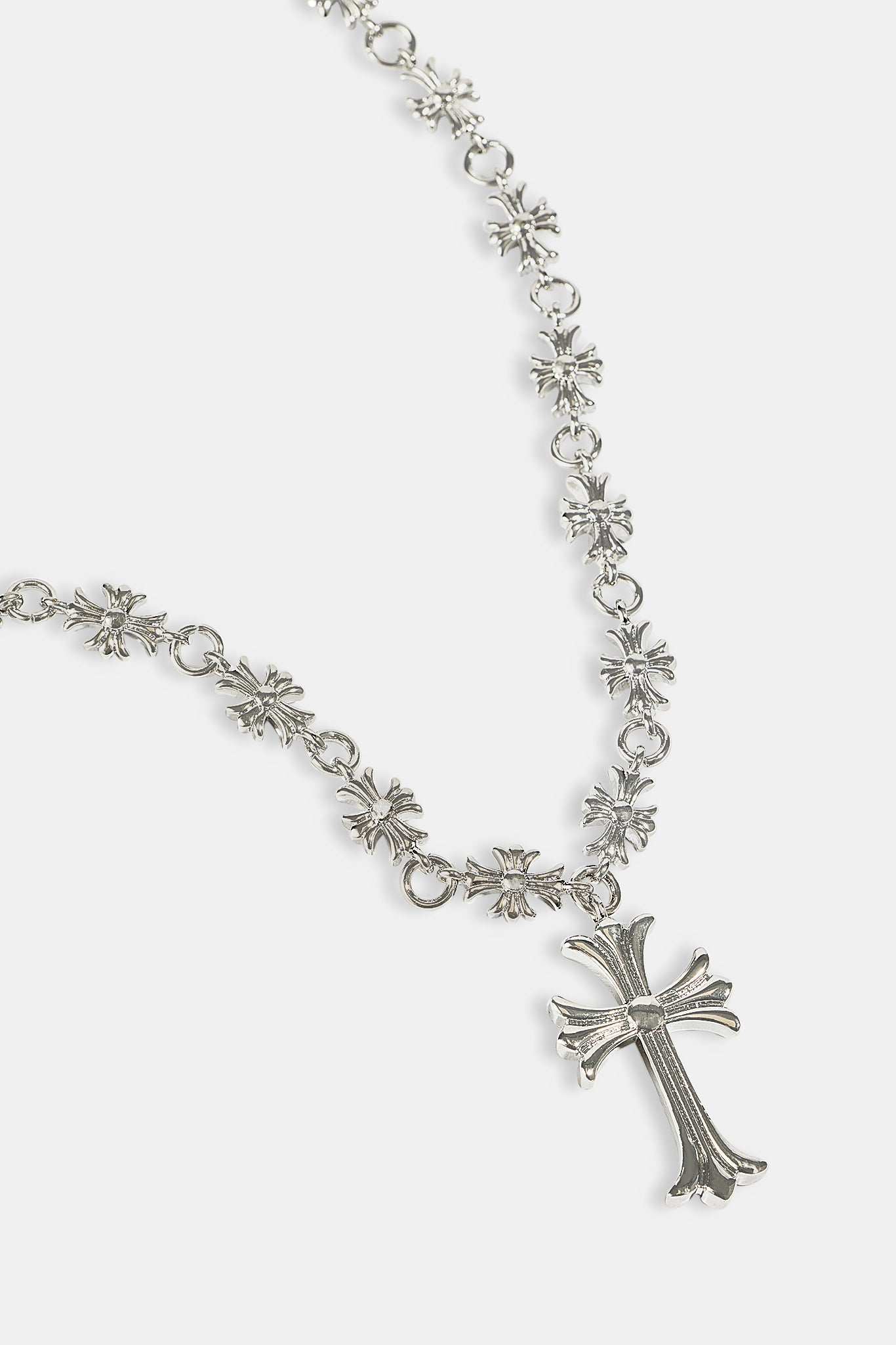 Polished Multi Cross Motif Necklace - 30mm - White
